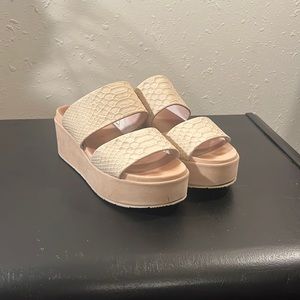 Crocodile skin platform sandals